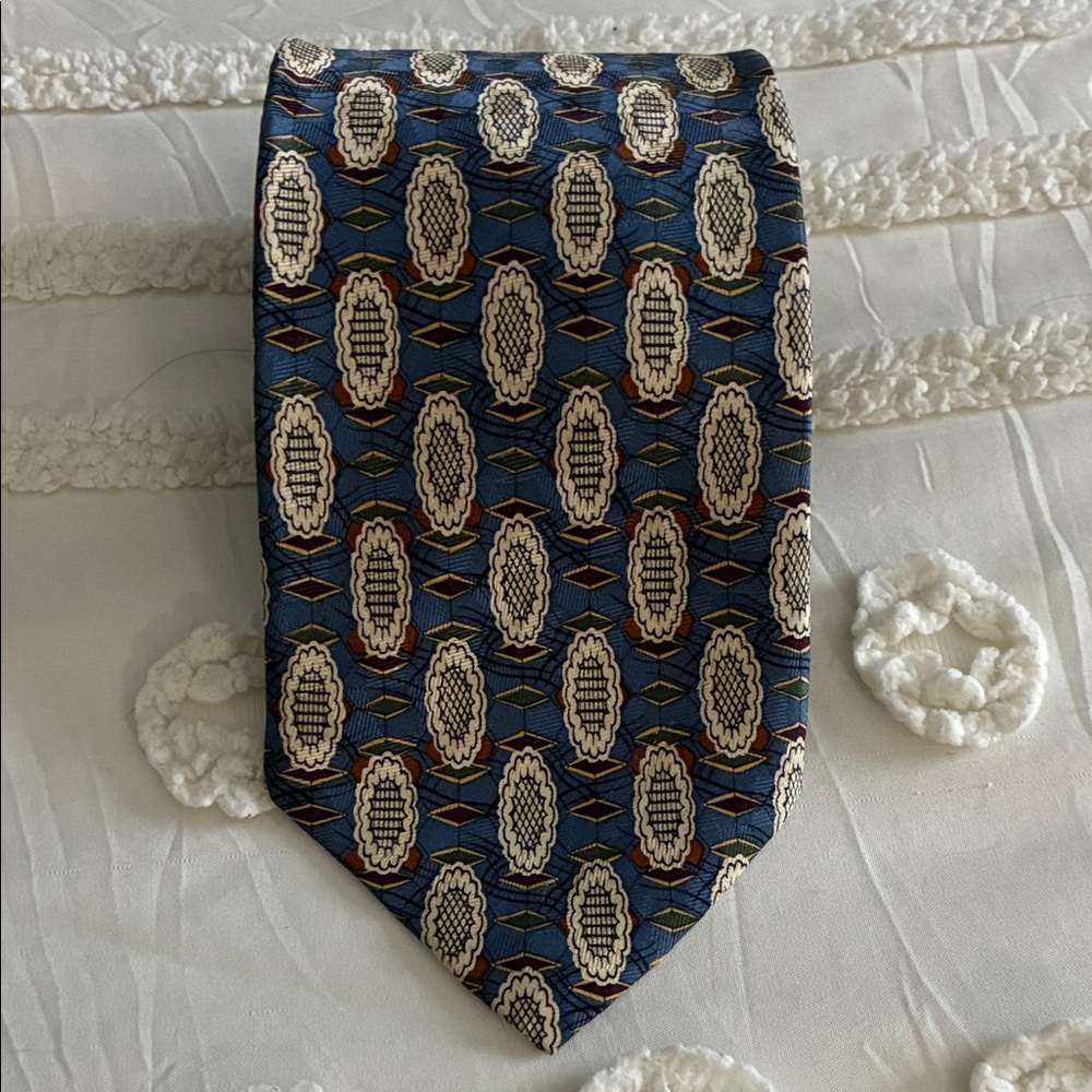 Elegant Geometric Blue Men's Tie